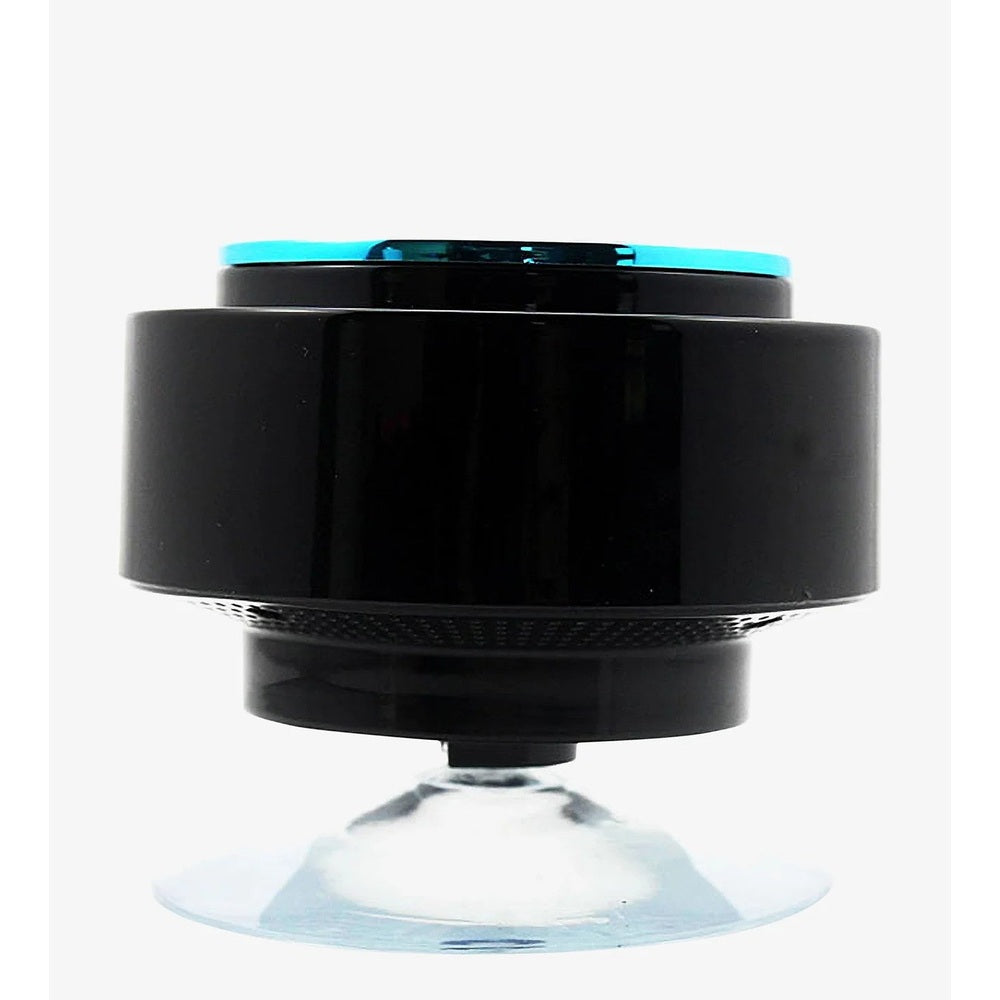 MOB Bluetooth Waterproof Speaker in black with a blue top, compact portable audio device