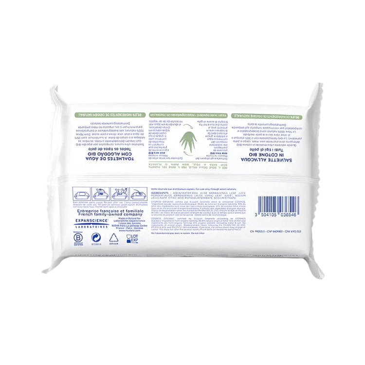 Mustela certified organic cotton wipes with water, 60-count package