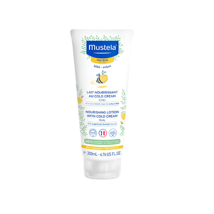 Mustela Nourishing Lotion with Cold Cream and Beeswax, 200 ml tube for baby