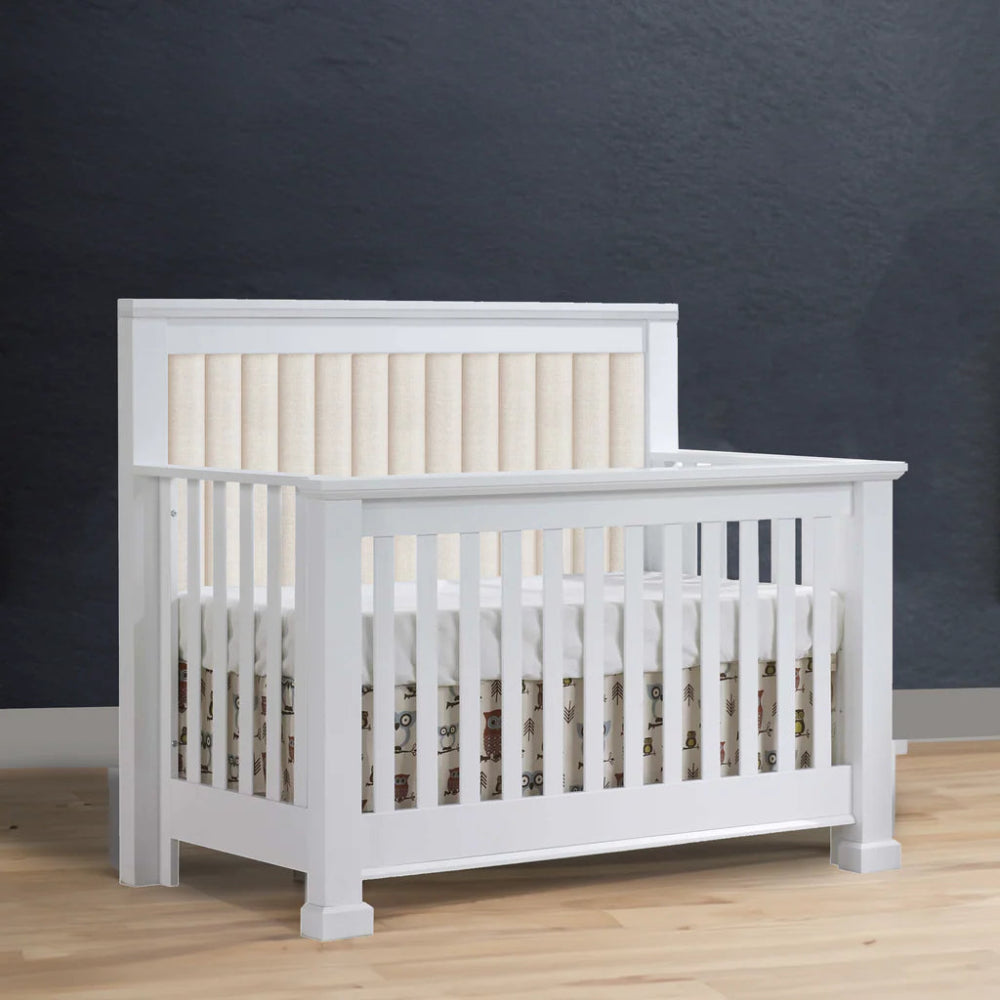Natart Taylor 5 In 1 Convertible Crib With Channel Tufted Headboard Panel
