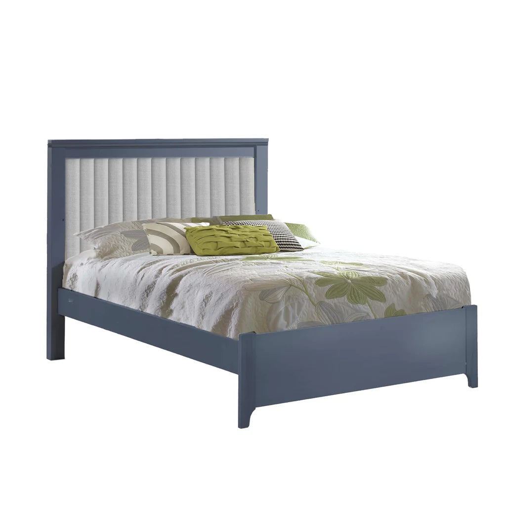 Natart Taylor 54 inch double bed with channel tufted headboard panel, blue-gray