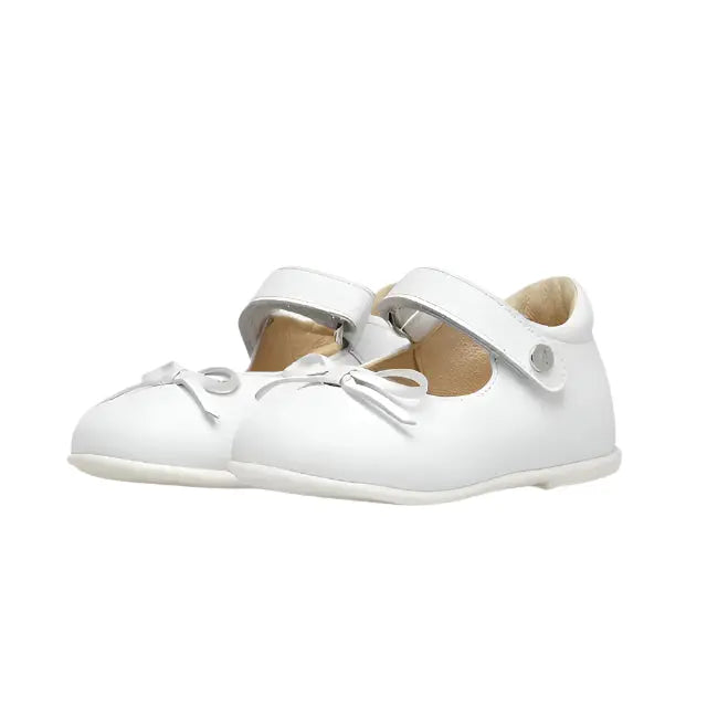 Naturino Ballet Leather Ballerinas With Bow White