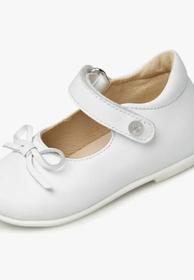 NATURINO BALLET LEATHER BALLERINAS WITH BOW WHITE - baby enRoute