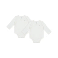 NEST DESIGNS BASICS ORGANIC COTTON KIMONO RIBBED LONG SLEEVE ONESIE 2 PACK WHITE