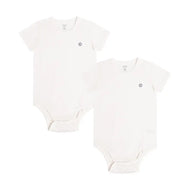 NEST DESIGNS BASICS ORGANIC COTTON RIBBED SHORT SLEEVE ONESIE WHITE(2 PACK)