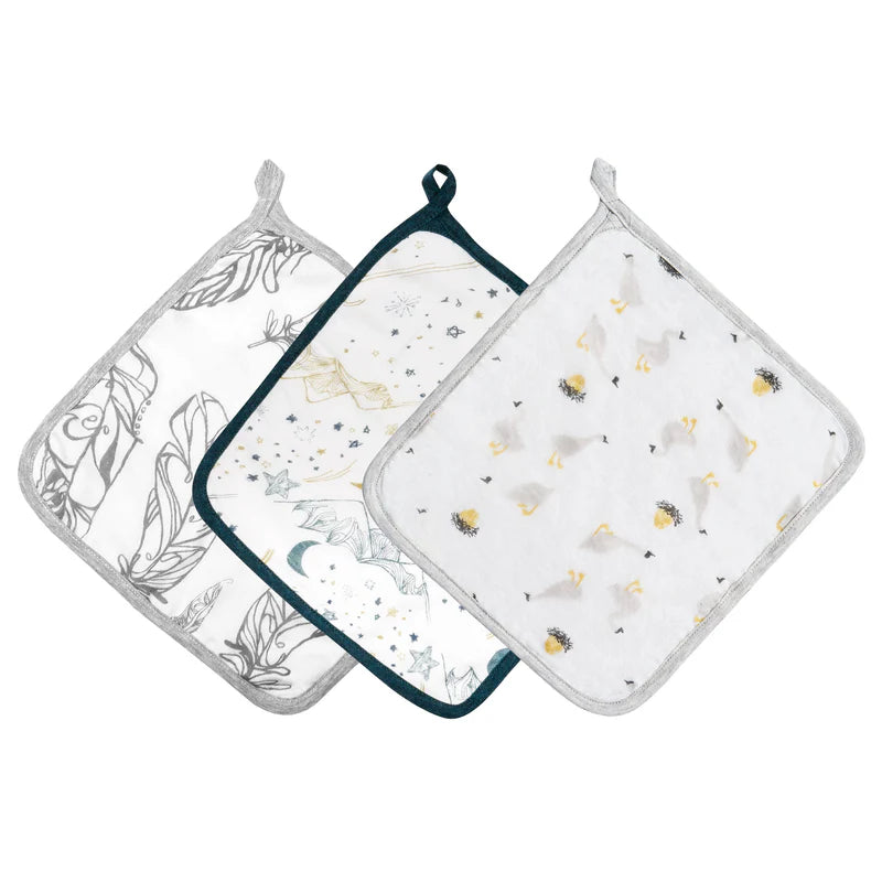 NEST DESIGNS 4 LAYER BAMBOO BABY WASHCLOTH SET (3 PACK) ASSORTED