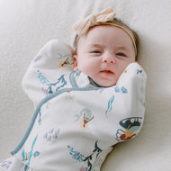 NEST DESIGNS ORGANIC COTTON STARTLE STOP SLEEP BAG 0.5 TOG SPLISH SPLASH (0-3M)
