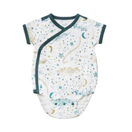 NEST DESIGNS BAMBOO SHORT SLEEVE KIMONO ONESIE STARS WHITE