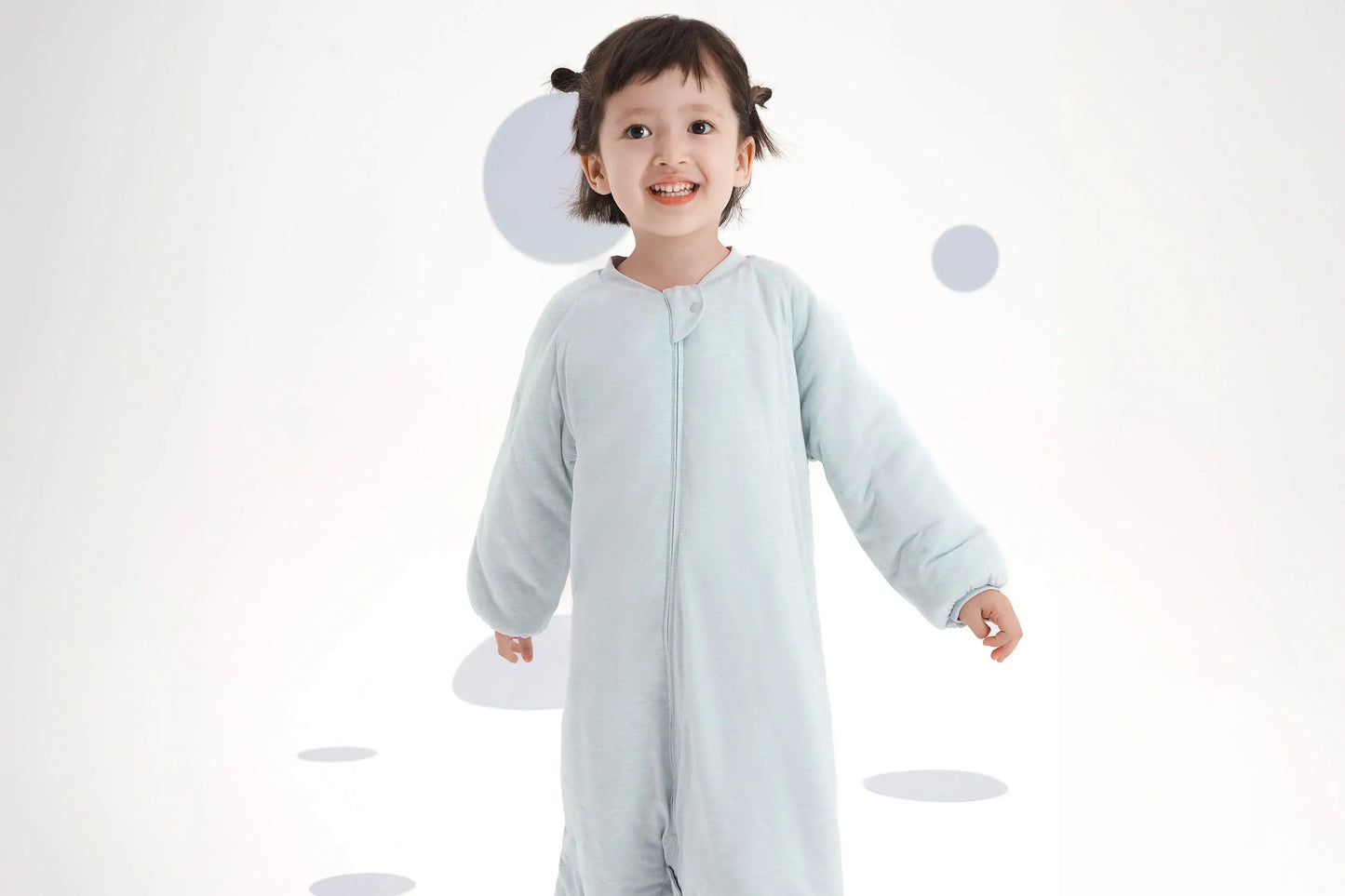 NEST DESIGNS BAMBOO JERSEY LONG SLEEVE FOOTED SLEEP BAG 2.5 TOG - PANTONE ICE FLOW - baby enRoute