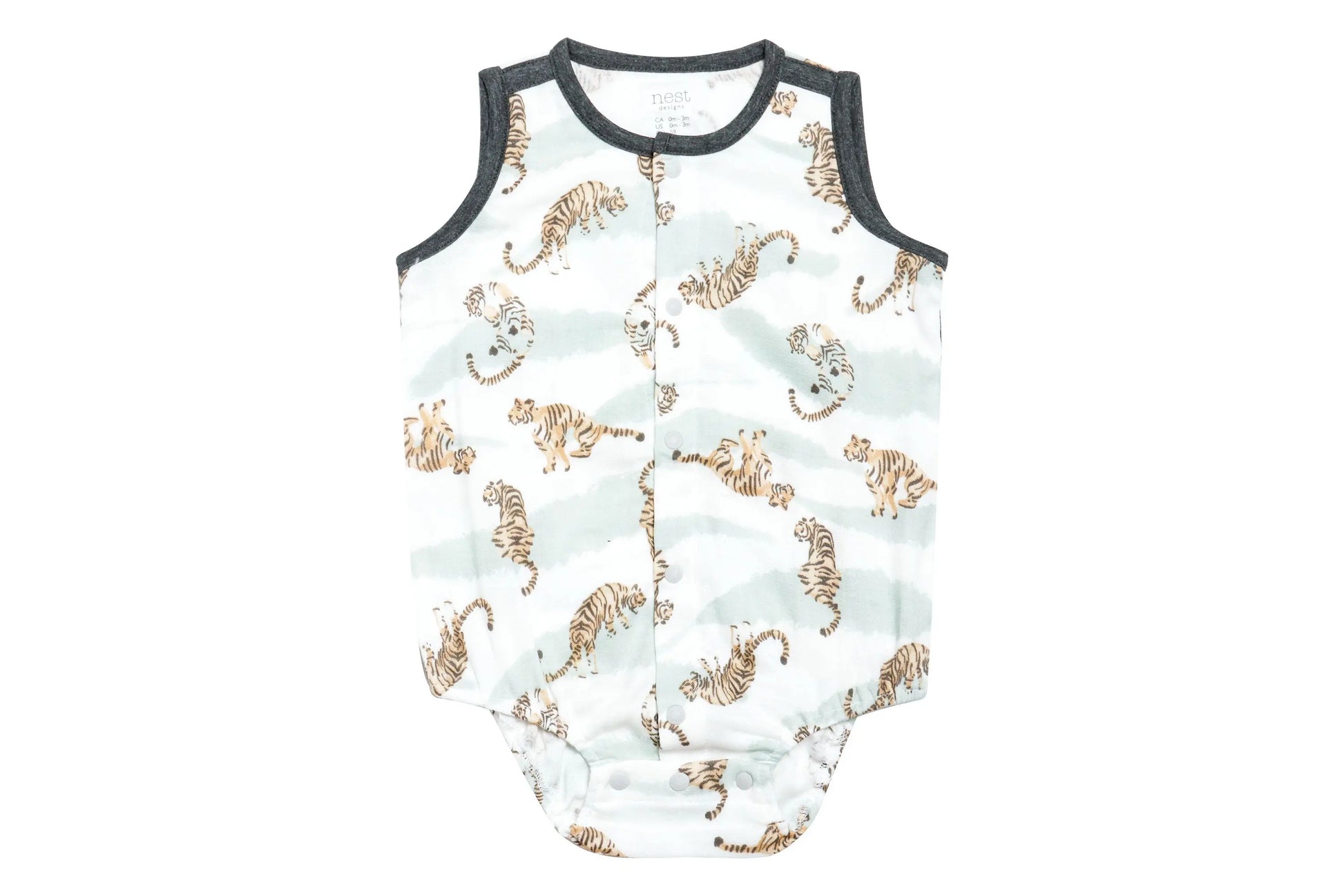 Nest Designs Bamboo Pima Sleeveless Button Down Onesie Jungle Stripes