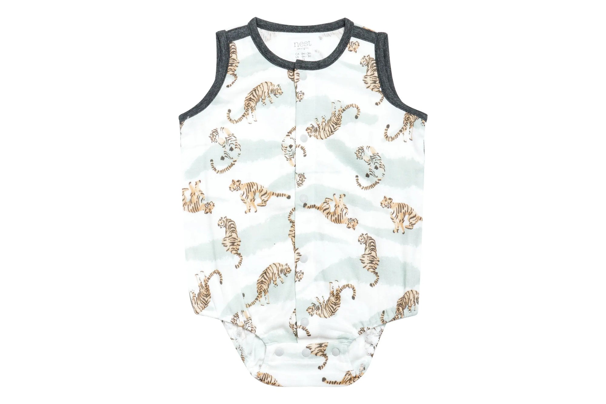 Nest Designs Bamboo Pima Sleeveless Button Down Onesie Jungle Stripes