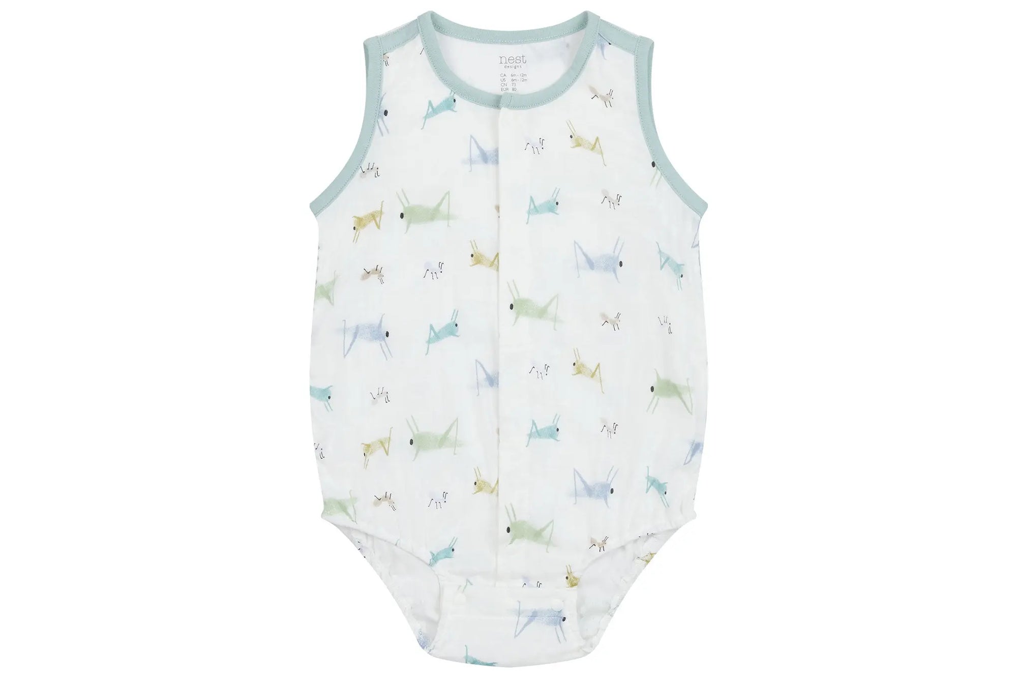 Nest Designs Bamboo Pima Sleeveless Button Down Onesie The Ant & The Grasshopper