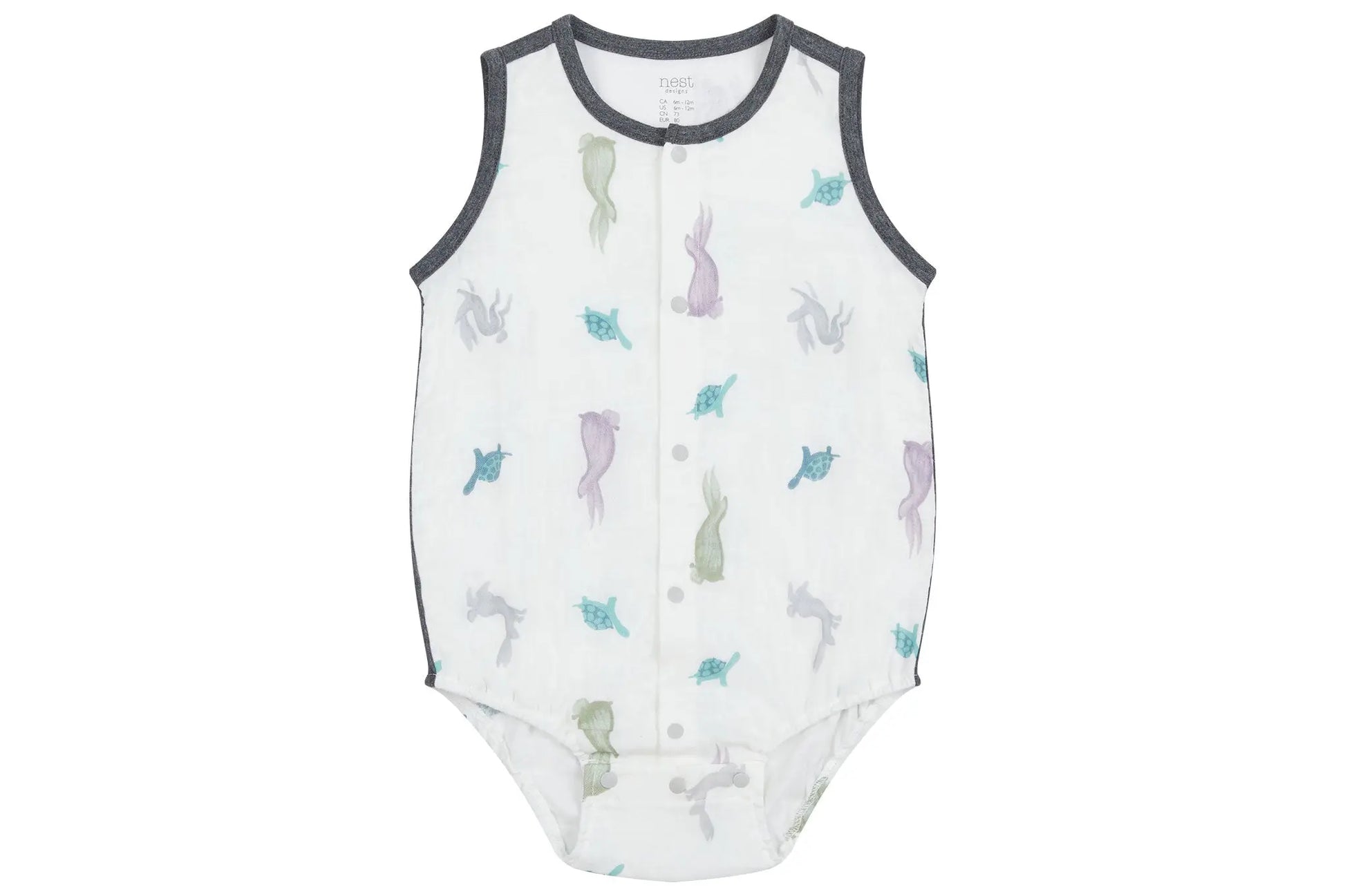 Nest Designs Bamboo Pima Sleeveless Button Down Onesie The Tortoise & The Hare