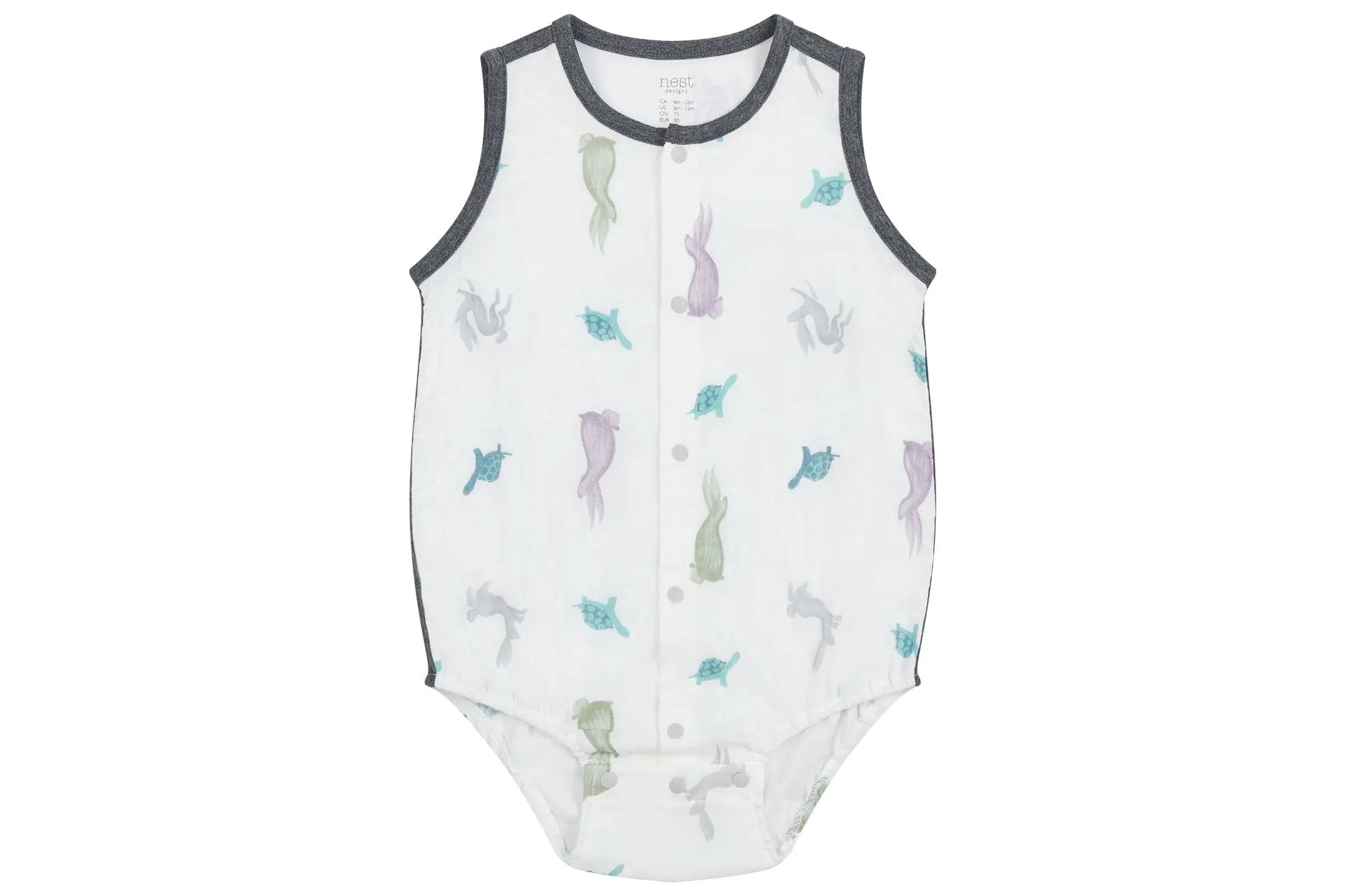 Nest Designs Bamboo Pima Sleeveless Button Down Onesie The Tortoise & The Hare