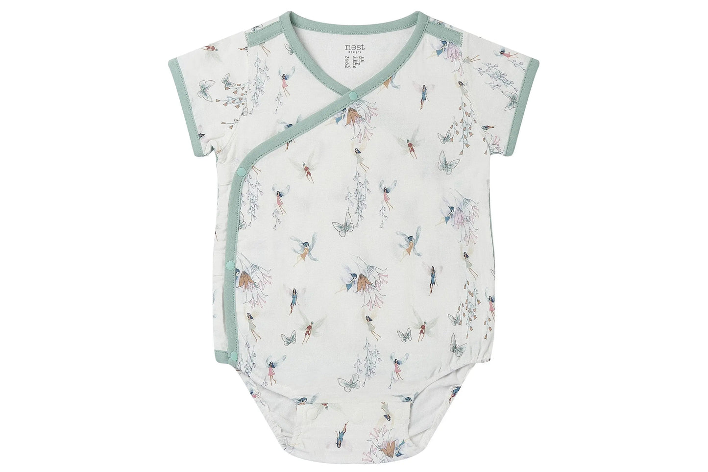 NEST DESIGNS BAMBOO SHORT SLEEVE KIMONO ONESIE - FAIRY TALE - baby enRoute