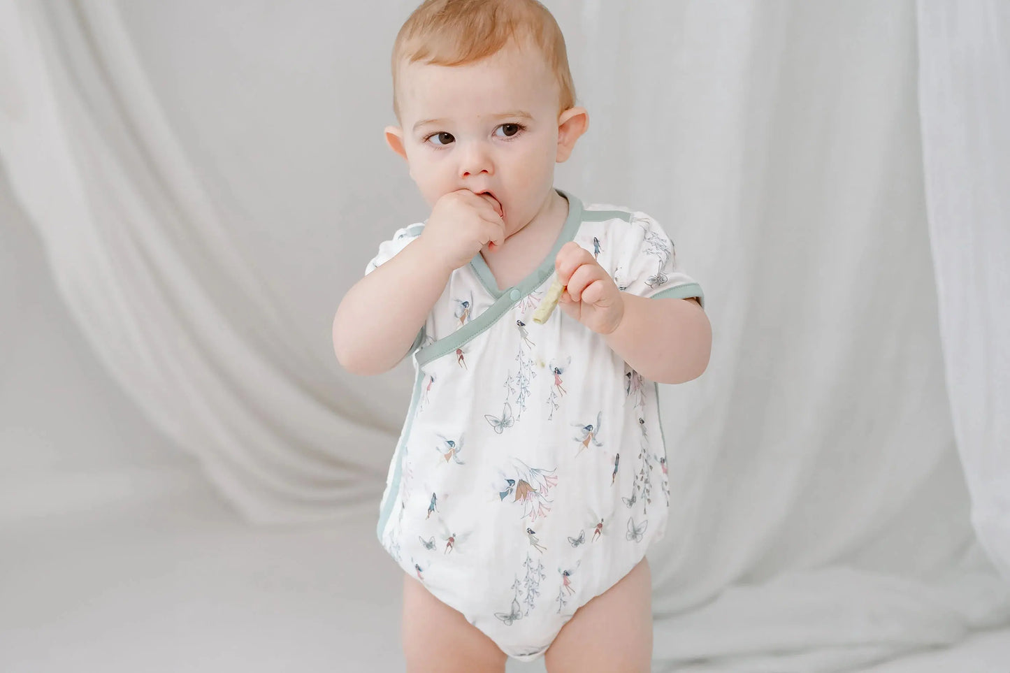 NEST DESIGNS BAMBOO SHORT SLEEVE KIMONO ONESIE - FAIRY TALE - baby enRoute