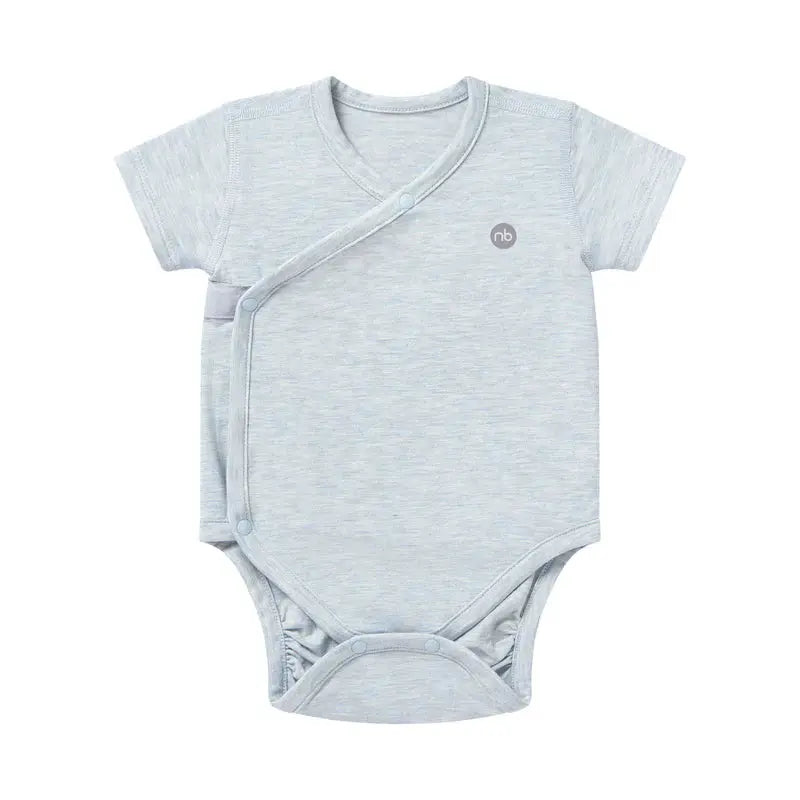 NEST DESIGNS BASICS BAMBOO COTTON SHORT SLEEVE KIMONO ONESIE GREY DAWN - baby enRoute
