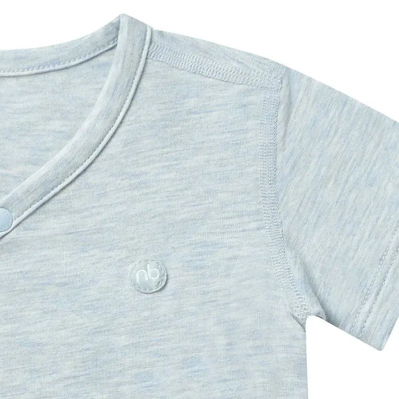 Nest Designs Basics Bamboo Cotton Short Sleeve Kimono Onesie Grey Dawn
