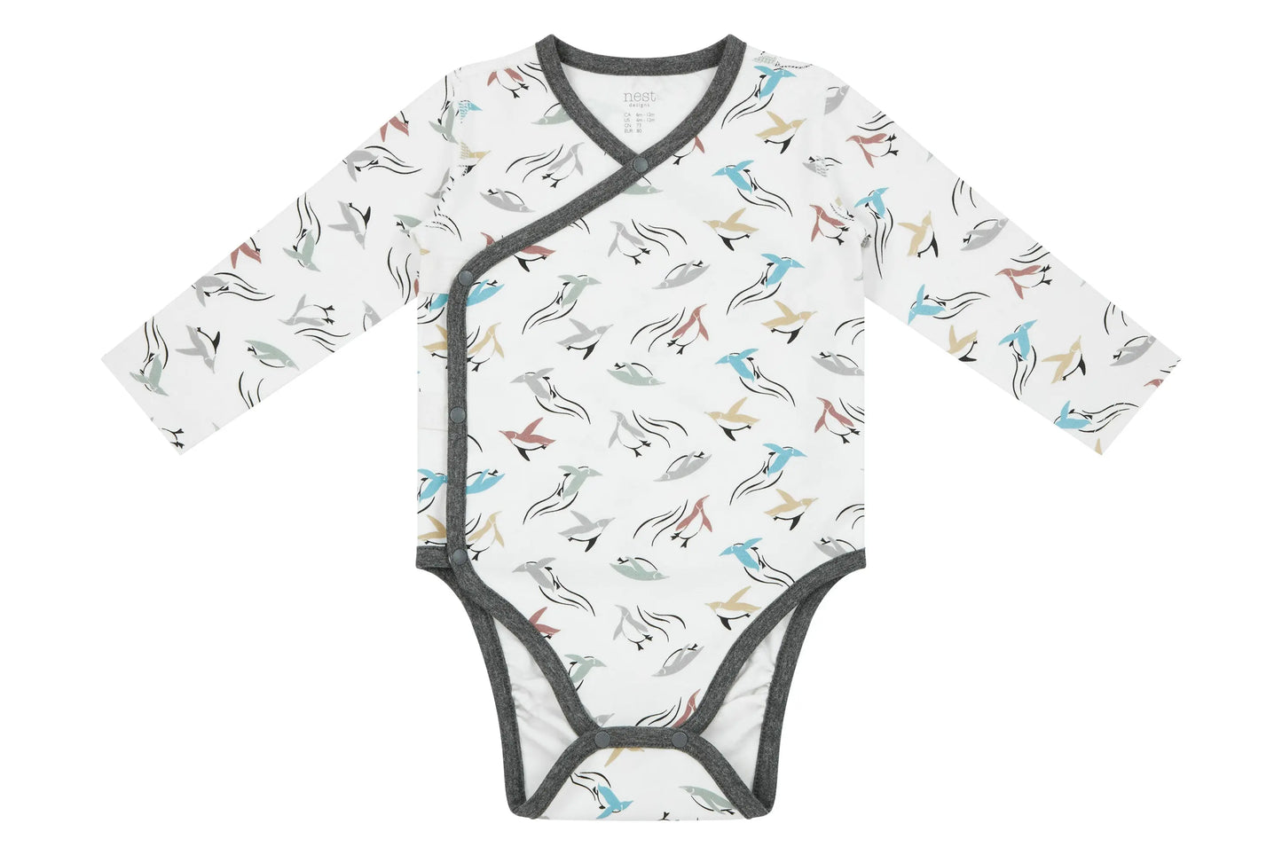 NEST DESIGNS ORGANIC COTTON KIMONO LONG SLEEVE ONESIE - RAINBOW SWIM - baby enRoute