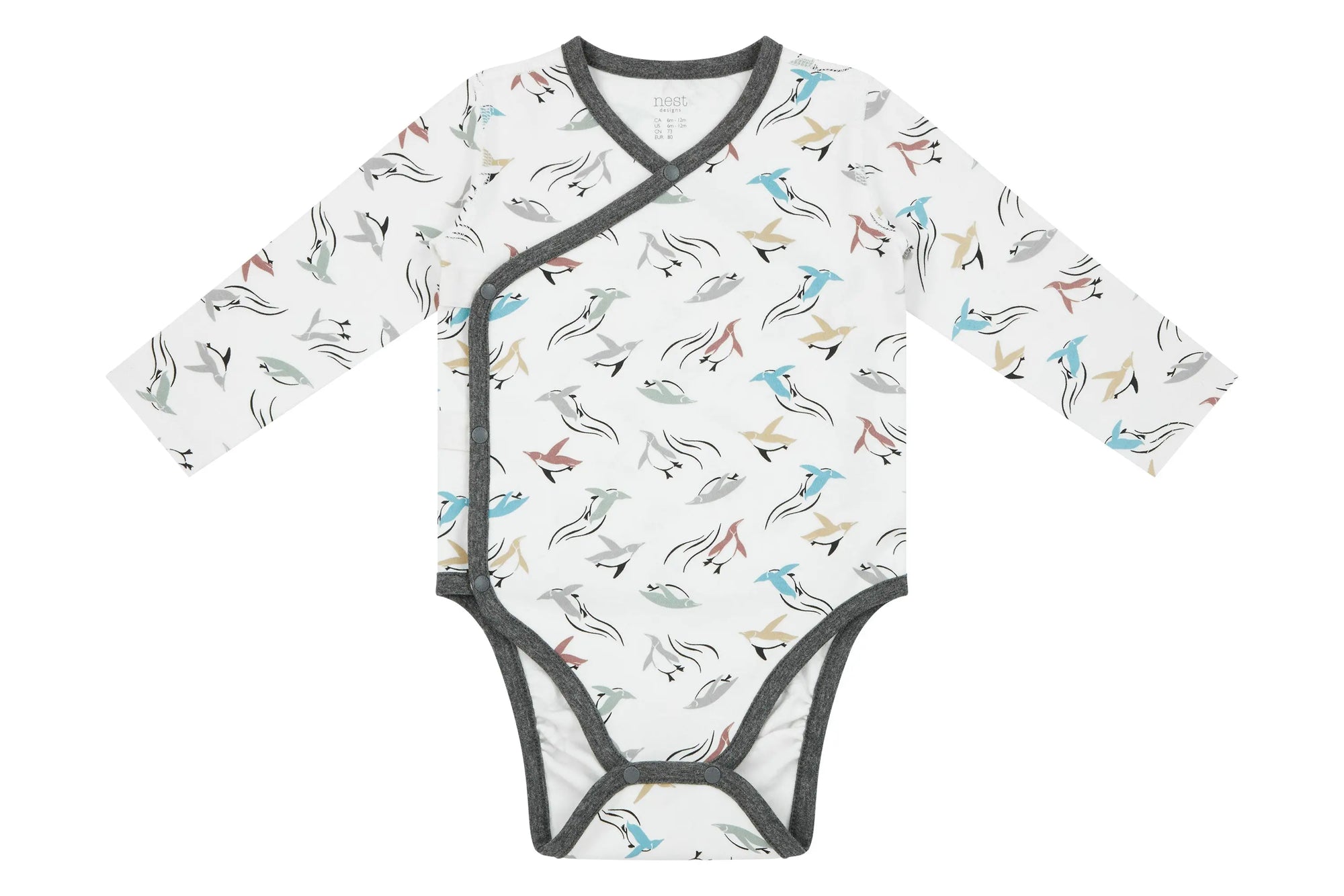 Nest Designs Organic Cotton Kimono Long Sleeve Onesie Rainbow Swim