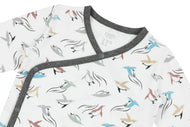 NEST DESIGNS ORGANIC COTTON KIMONO LONG SLEEVE ONESIE - RAINBOW SWIM