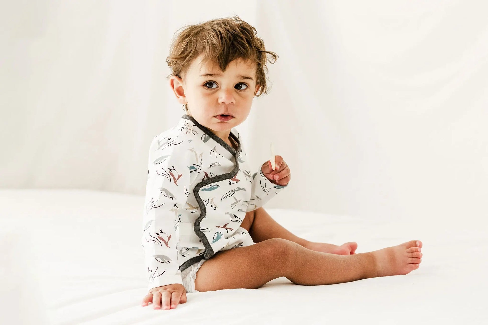 Nest Designs Organic Cotton Kimono Long Sleeve Onesie Rainbow Swim