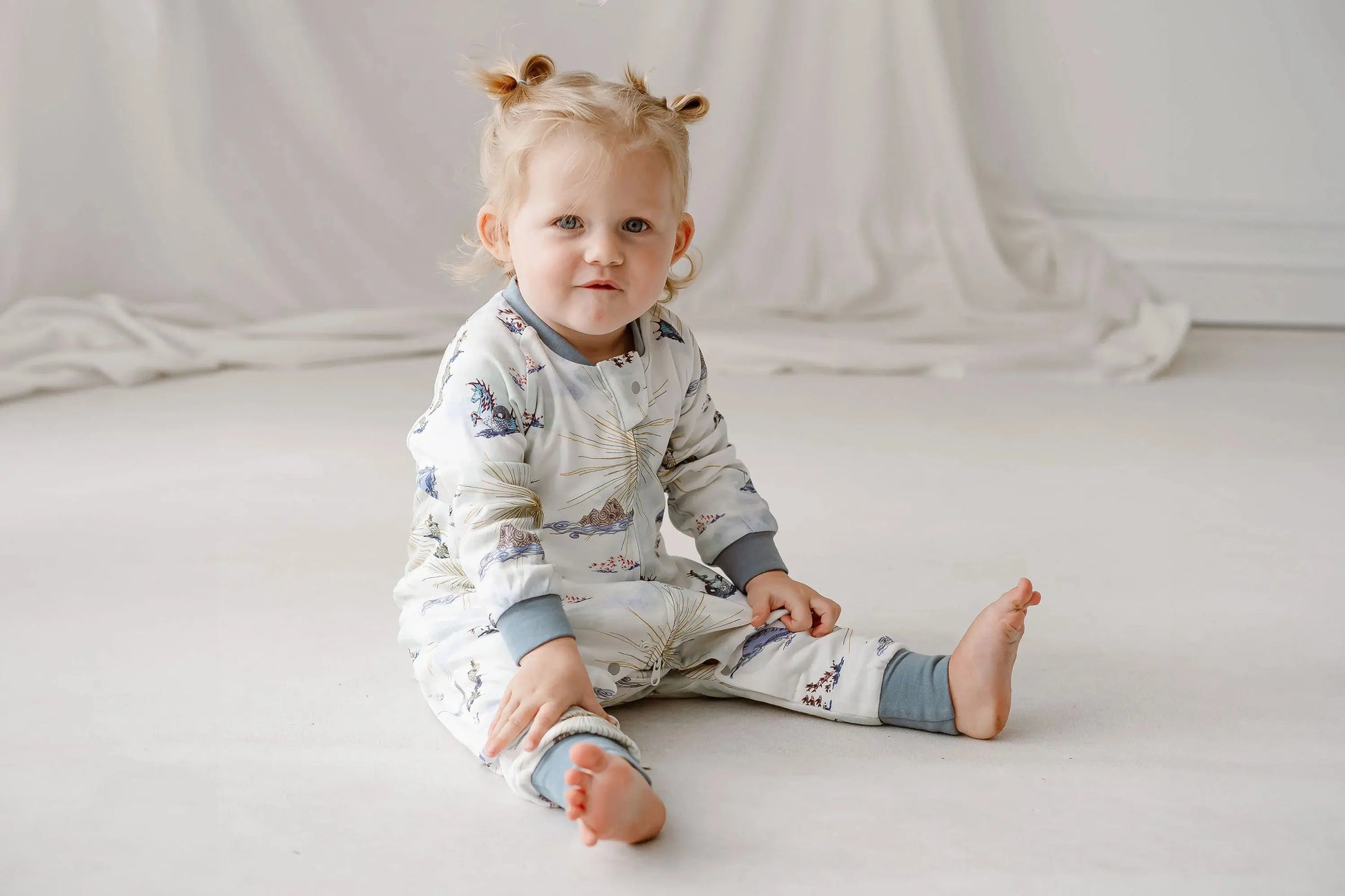 Nest Designs Organic Cotton Long Sleeve Footed Sleep Bag 1.0 Tog Ocean Wonders