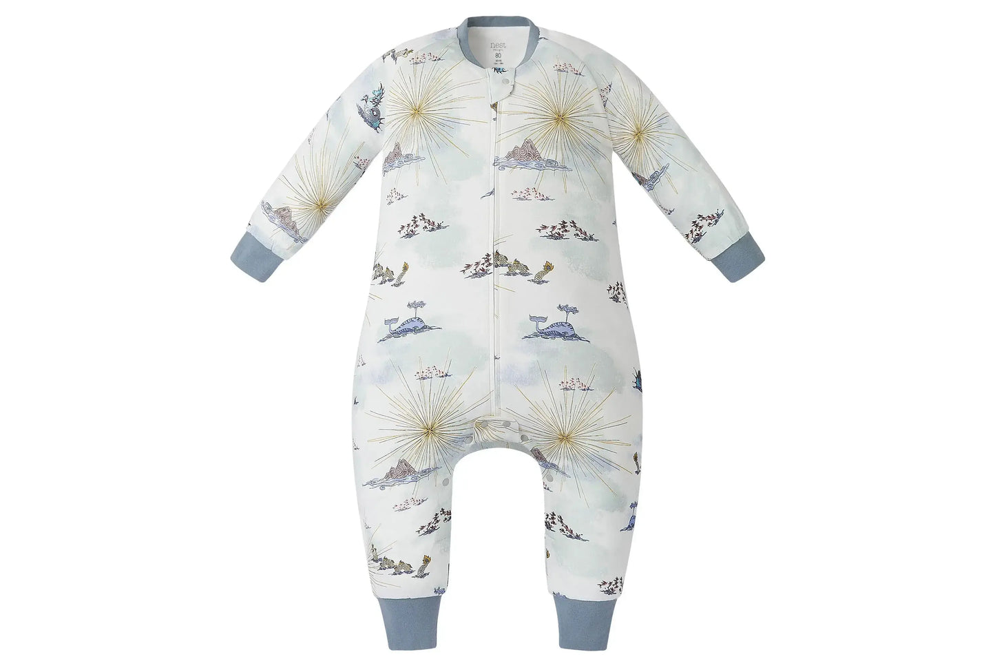 NEST DESIGNS ORGANIC COTTON LONG SLEEVE FOOTED SLEEP BAG 1.0 TOG  - OCEAN WONDERS - baby enRoute