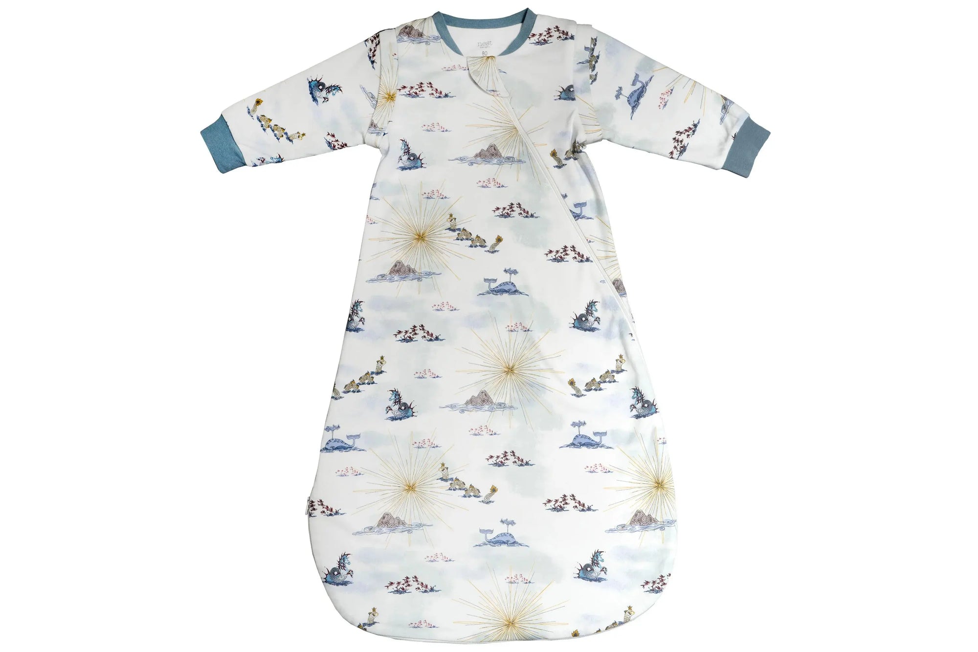 Nest Designs Organic Cotton Removable Long Sleeve Sleep Bag 1.0 Tog Ocean Wonders