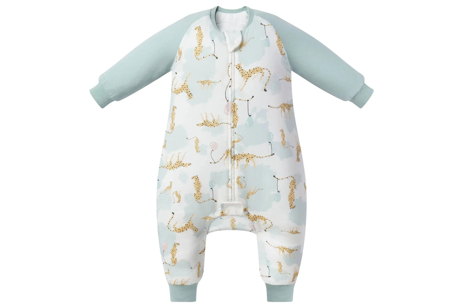 Nest Designs Raglan Bamboo Long Sleeve Footed Sleep Bag 2.5 Tog Cheetah Party