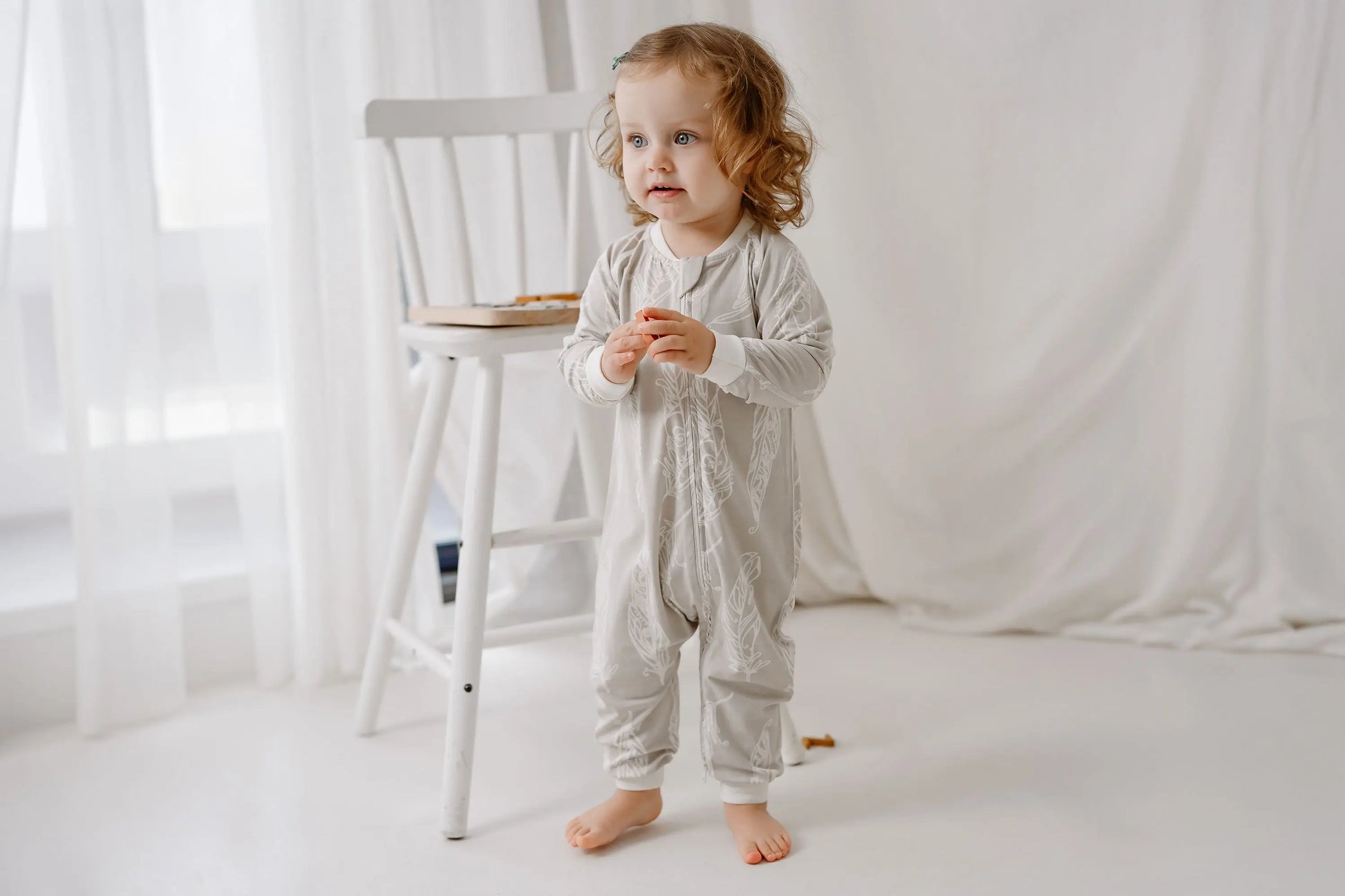 Nest Designs Zip Long Sleeve Footless Sleeper Avocado Bamboo-Feather Grey