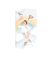 ROOKIE HUMANS COTTON SATEEN CRIB SHEET RAINBOW AND BIRDS