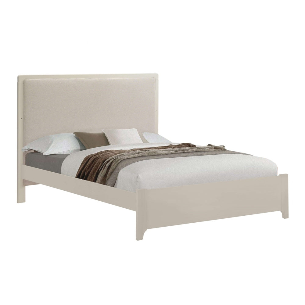 Natart Kyoto 54 inch double bed with beige upholstered headboard and low-profile footboard
