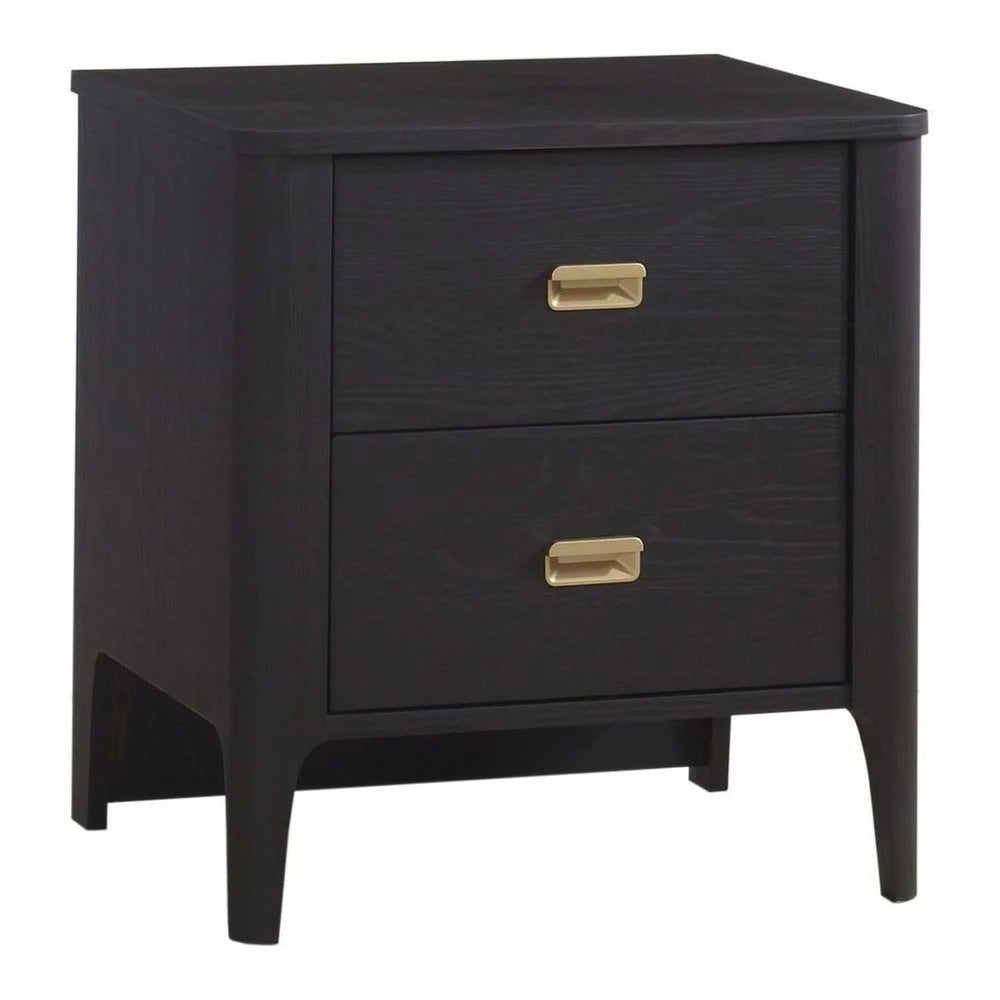 Natart Palo nightstand from Signature Series, dark wood with two drawers and brass pulls