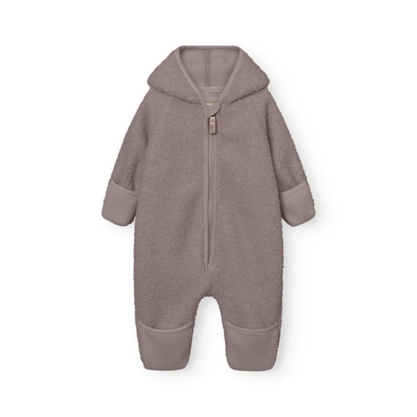 MINI A TURE Matadel teddyfleece jumpsuit in zinc purple with zip front and cuffed sleeves and ankles