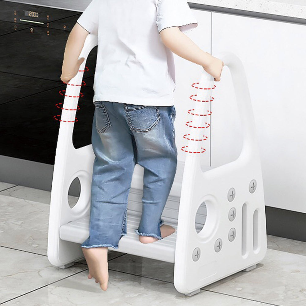 Nemibaby Safe Guard Step Stool with Handrails, grey plastic toddler stool for potty training
