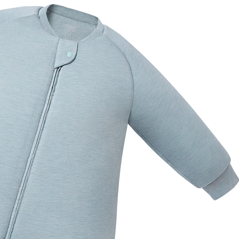 Nest Designs Avocado Bamboo Long-Sleeve Sleep Bag in slate with front zipper closure