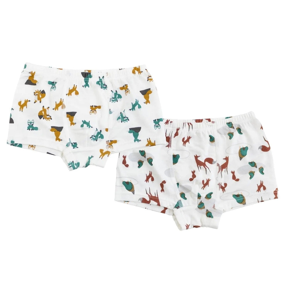 Nest Designs Bamboo Boys Boxer Briefs Underwear (2 Pack) Fox