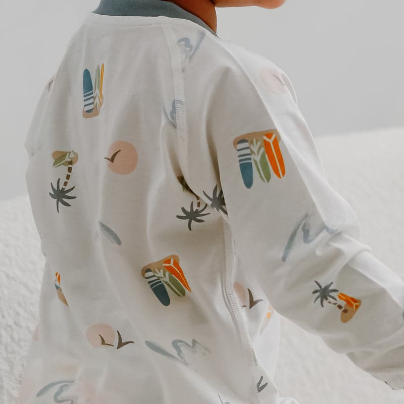Nest Designs Bamboo Jersey One-Piece Zip Footless Sleeper Pastel Waves