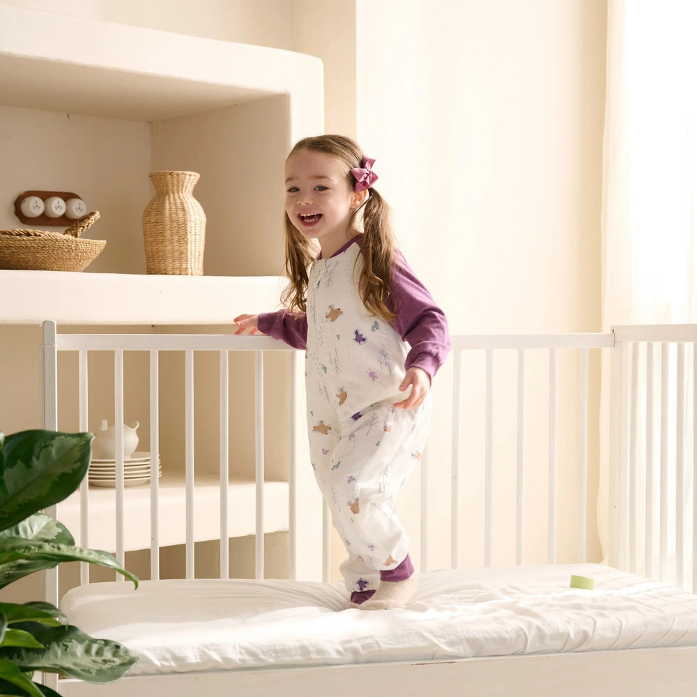 Nest Designs Bamboo Long Sleeve Footed Sleep Bag 1.0 Tog Snow Angels