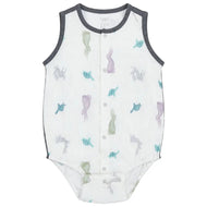 Nest Designs Bamboo Pima Sleeveless Button Down Onesie The Tortoise & The Hare