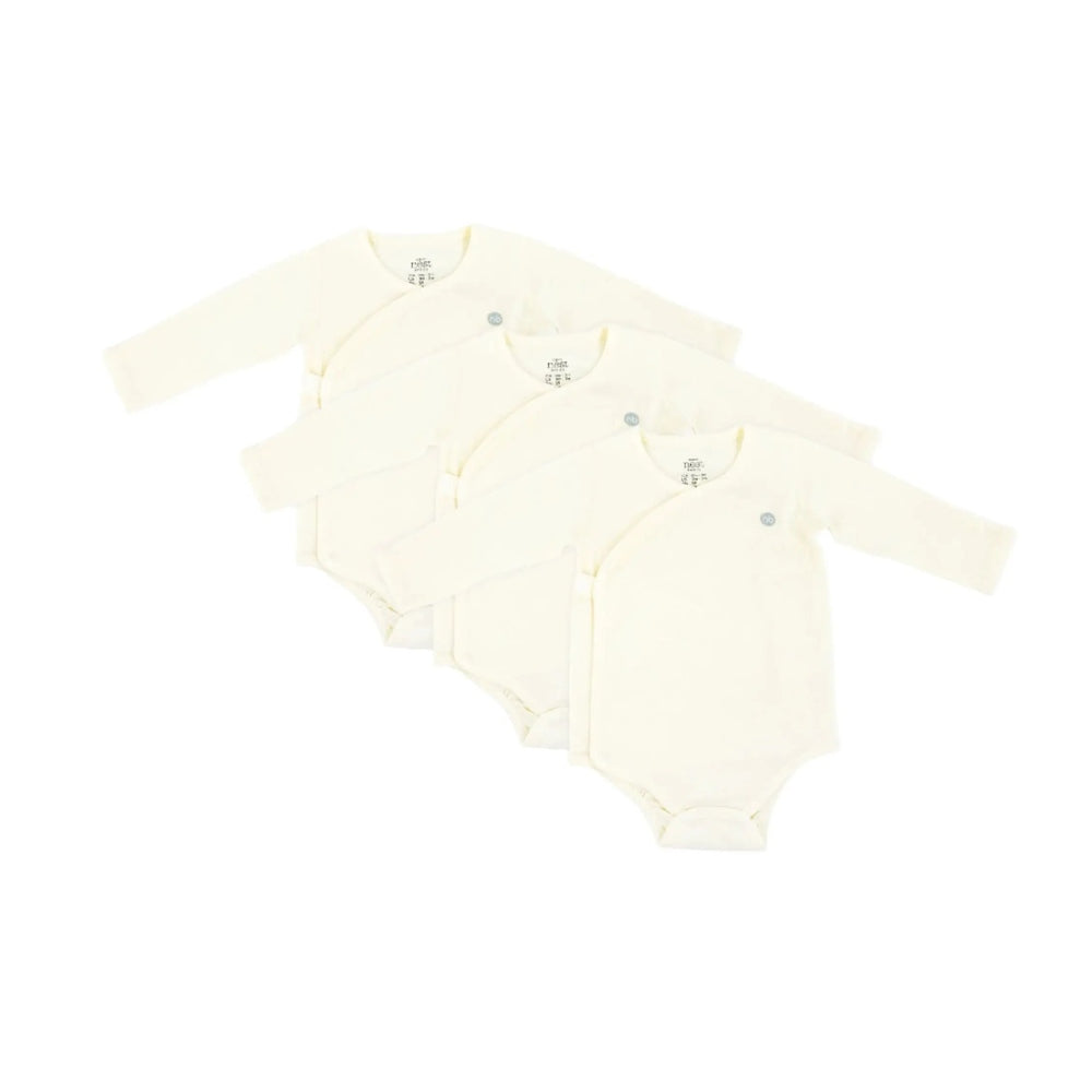 Nest Designs Basics Organic Cotton Ribbed Kimono Long Sleeve Onesie (3 Pack) White