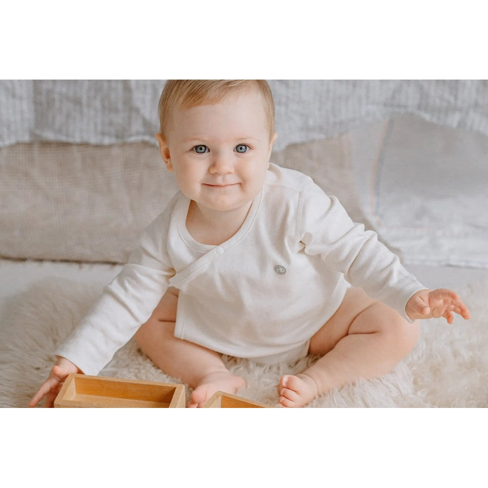 Nest Designs Basics Organic Cotton Ribbed Kimono Long Sleeve Onesie (3 Pack) White