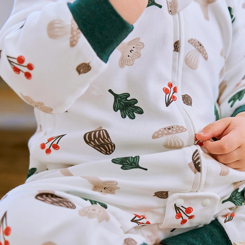 Nest Designs Cotton Long Sleeve Footed Sleep Bag 1.0 Tog Forest Forage