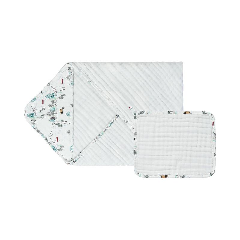 Nest Designs Organic Cotton 9-Layer Hooded Baby Bath Towel Happy Trails