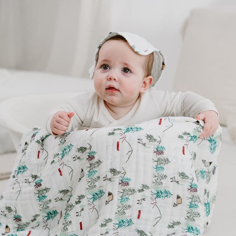 Nest Designs Organic Cotton 9-Layer Hooded Baby Bath Towel Happy Trails