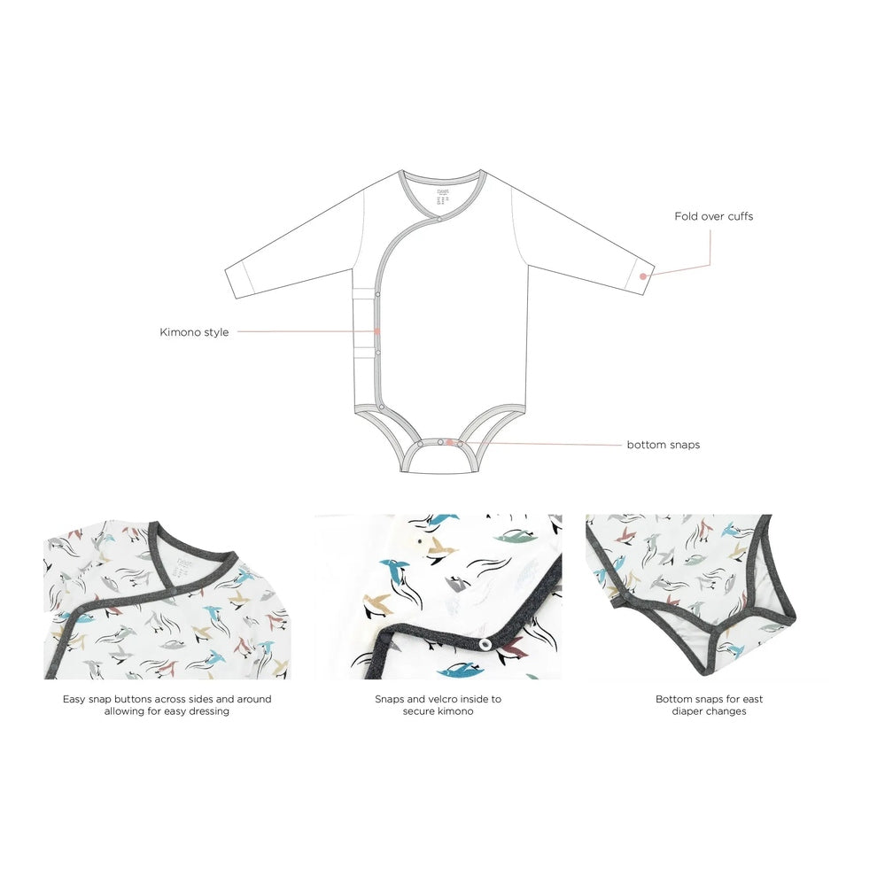 Nest Designs Organic Cotton Kimono Long Sleeve Onesie Rainbow Swim