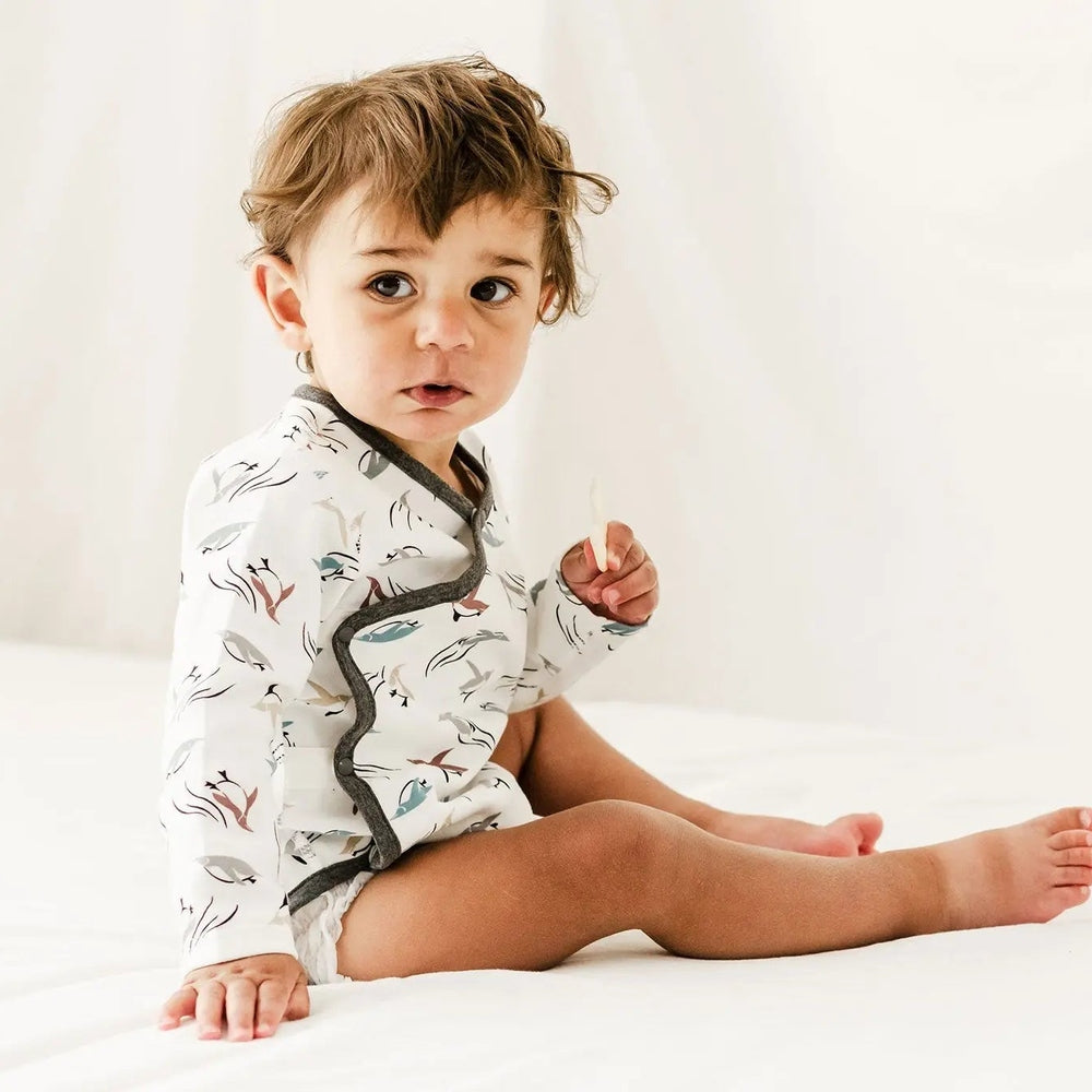 Nest Designs Organic Cotton Kimono Long Sleeve Onesie Rainbow Swim