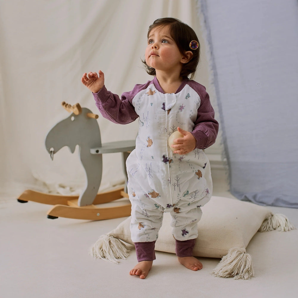 Nest Designs Raglan Bamboo Long Sleeve Footed Sleep Bag 2.5 Tog Snow Angels