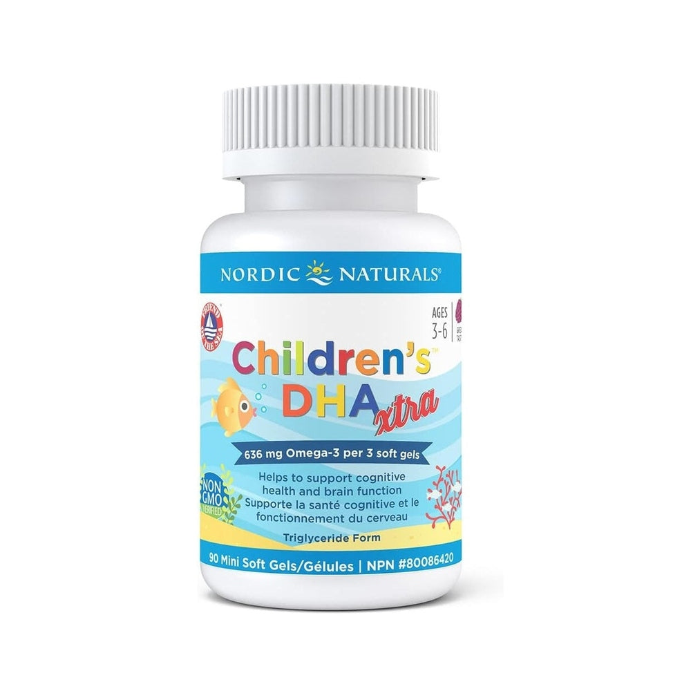 Nordic Naturals Children's DHA Xtra bottle, 90 soft gels for kids, omega-3 DHA supplement